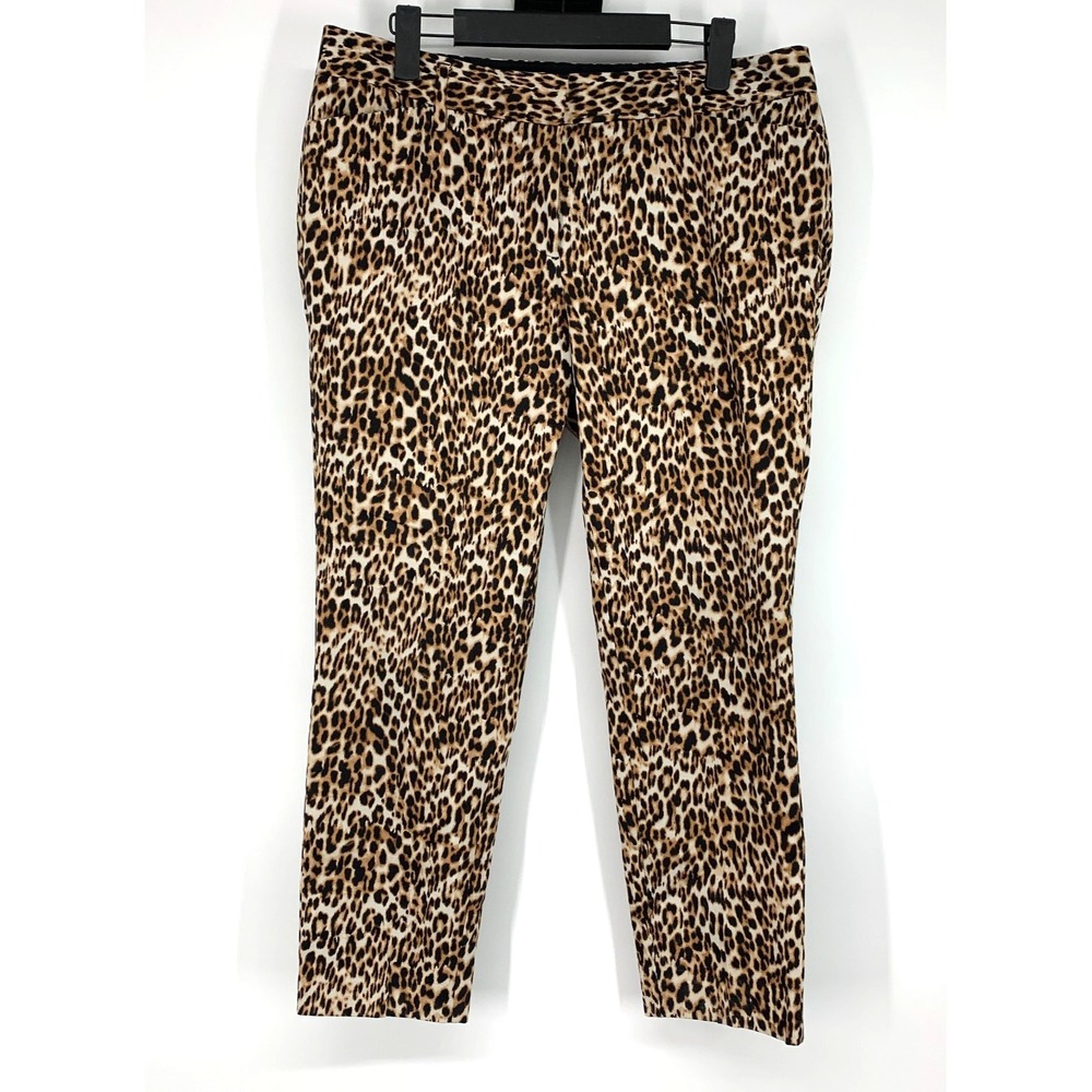 Worthington Pants Leopard Print Ankle Pockets Cotton Womens Size 6 Petite